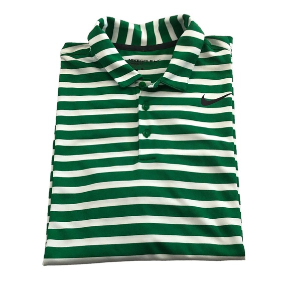 NIKE Golf Standard Dri-Fit Green Stripes Polo Short Sleeve Shirt Sz Large - Picture 9 of 12